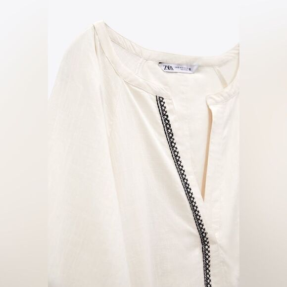 ZARA BOHO EMBROIDERED SHIRT DRESS - Picture 12 of 13